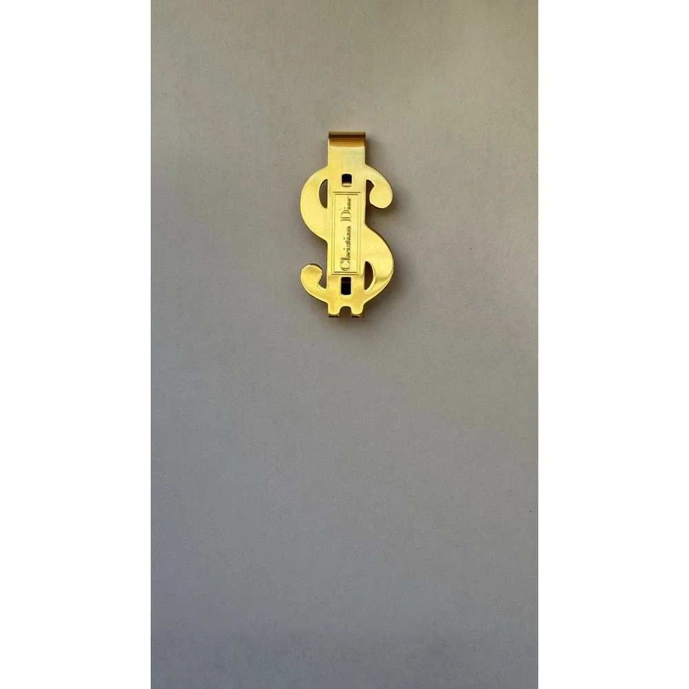 Vintage Christian Dior Gold Money Clip Cash $ Sign